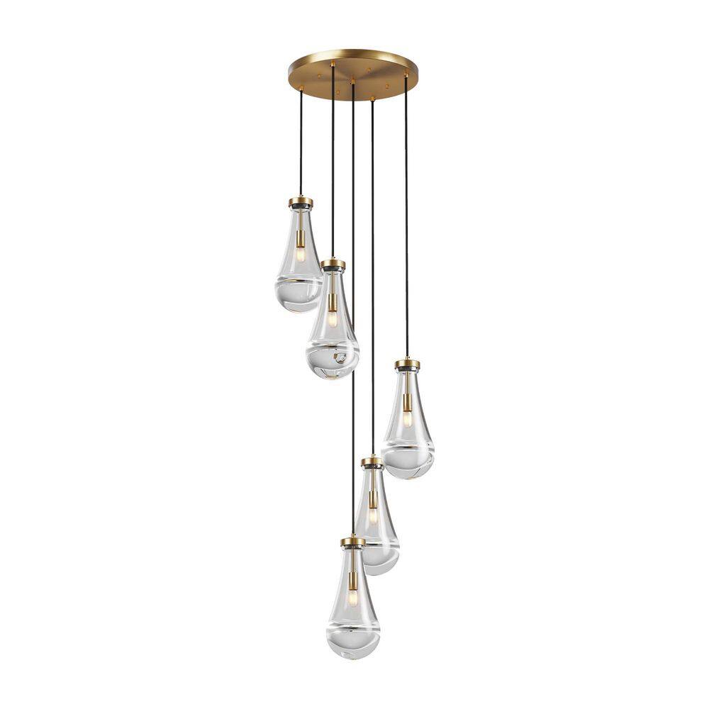 5-Light Gold Pendant Light with Frosted Glass Shade, without light source price history on PriceWatchPro