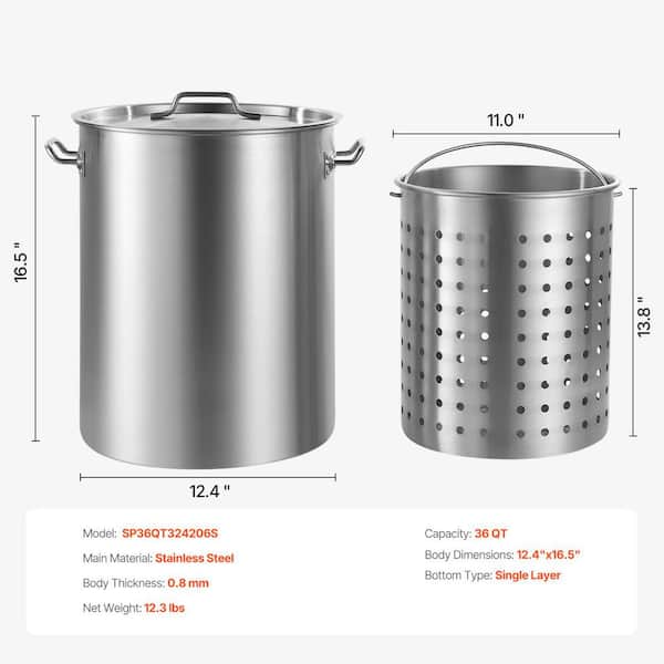 SVOPES 36 qt. Stainless Steel Stockpot, Heavy Duty Cookware with