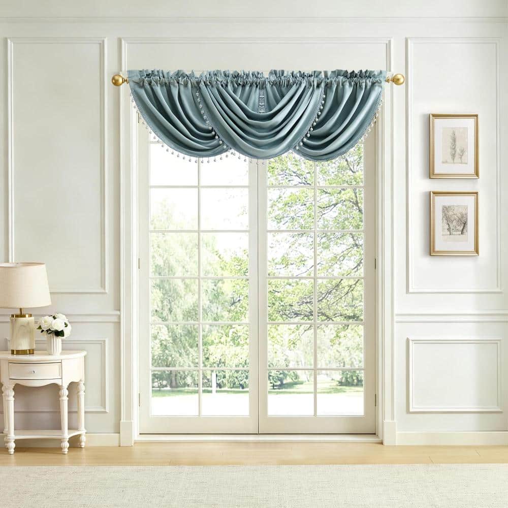 "Imperial Faux Silk Waterfall Window Valance, Mineral - 42""W x 22""L" price history on PriceWatchPro