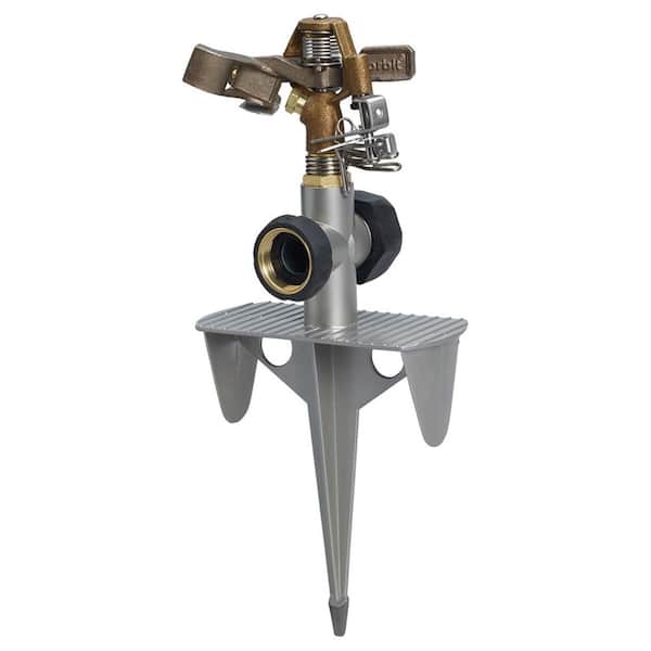 Heavy-Duty Adjustable Brass Impact Sprinkler on Heavy-Duty Zinc Spike