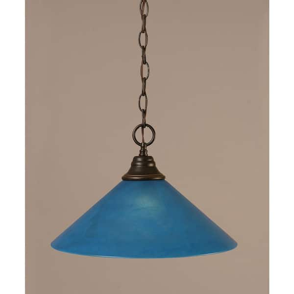 Unbranded Kingston 100-Watt 1-Light Dark Granite Bowl Mini Pendant Light with Glass Shade