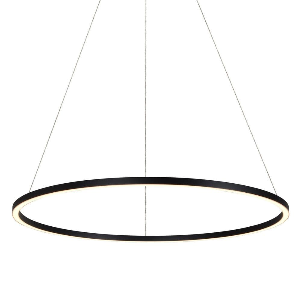Tania 39" Sleek Black Integrated LED Adjustable Drum Chandelier