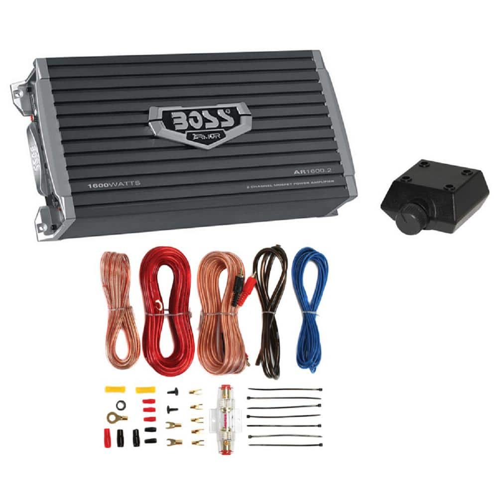Audio Armor 1600-Watt 2-Channel Car Audio Amplifier plus Remote plus Amp Ki