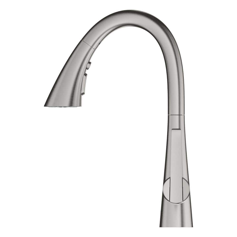 Modern Black Metal Kitchen Faucet with Triple Spray and Pull-out Feature