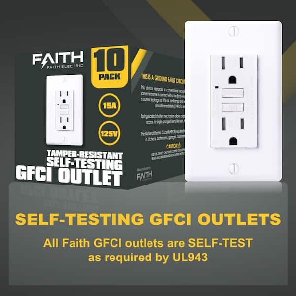 Faith 15-Amp 125-Volt GFCI Duplex Tamper Resistant Outlet, GFI