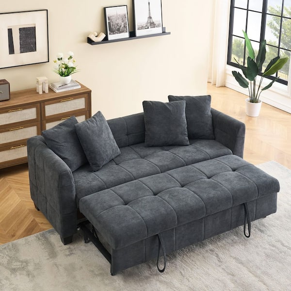 Dark grey velvet sofa bed discount