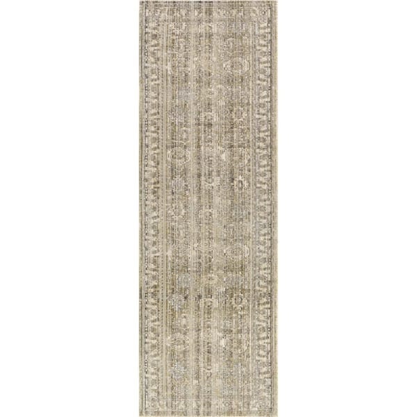 Bryony Medallion Indoor/Outdoor Light Grey 2 ft. x 8 ft. Runner Rug
