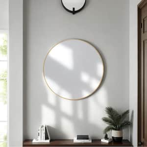 Gold 24 in. W x 24 in. H Round Aluminum Framed Circular Wall Mirror