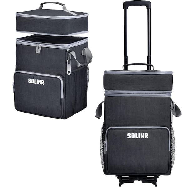 53 qt. 72-Can Large Rolling Cooler Leakproof Insulated Soft-Side Cooler Bag with Wheels Handle for Beach Camping Travel