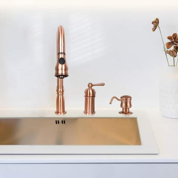 Built in Copper Soap Dispenser Refill from Top with 17 oz. Bottle - 3 Years Warranty