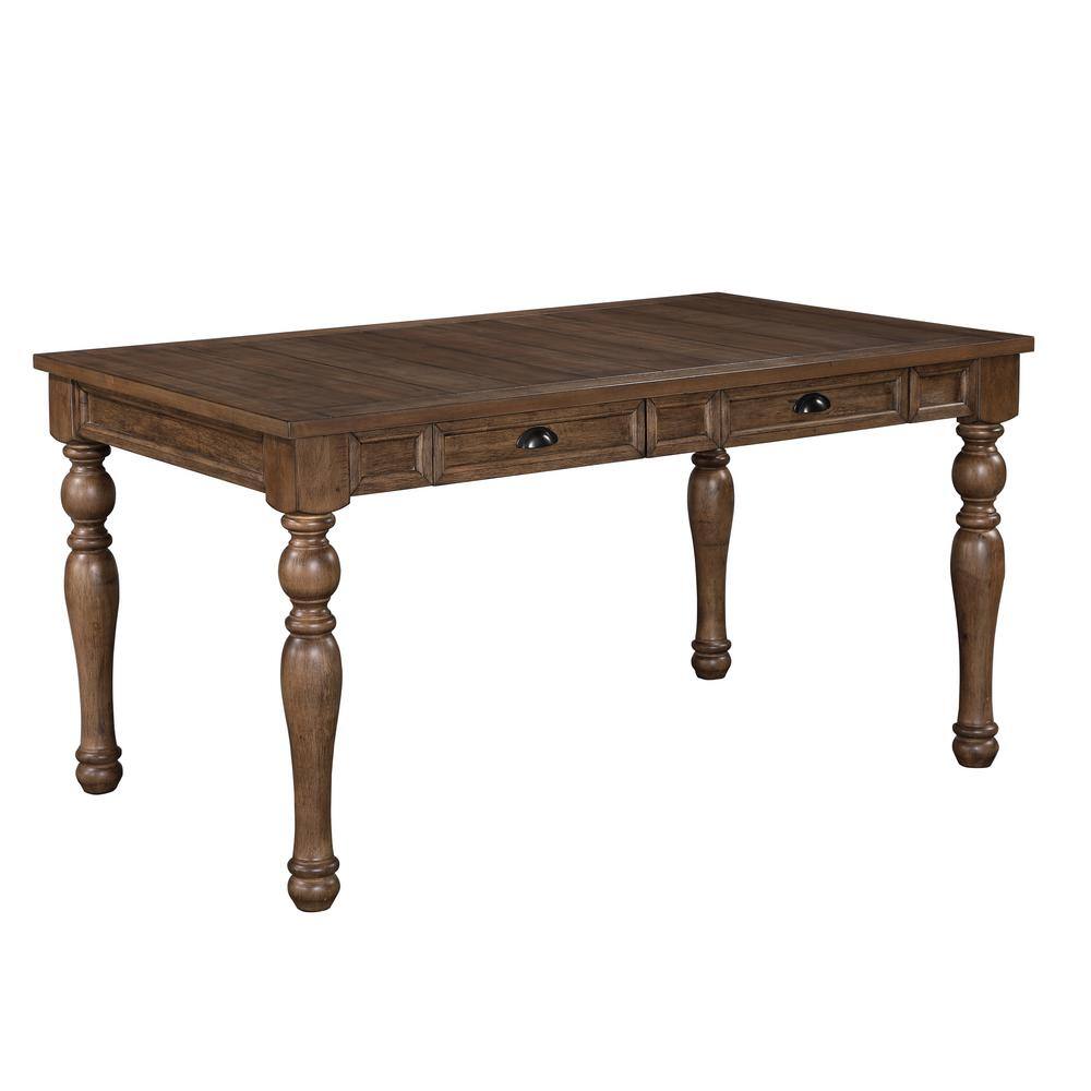 Joanna Dark Brown Wood Dining Set with Upholstered Chairs