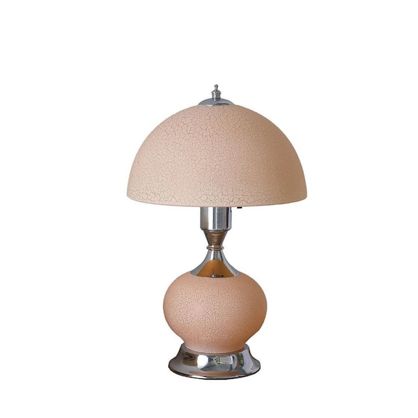 HomeRoots 24 in. Silver Bedside Led Table Lamp with Pink Bowl Shade