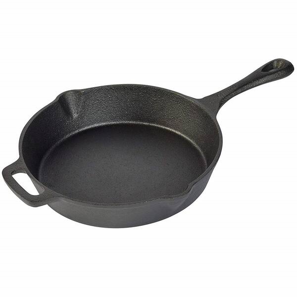 Basic Essentials 10 in. Cast Iron Nonstick Frying Pan in Black