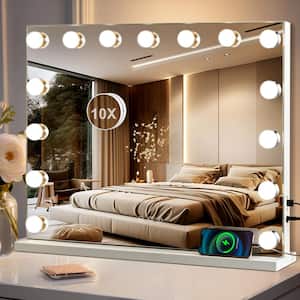 Hollywood Bathroom Vanity Mirror Lights 15-Bulbs 23 x 18 in. Rectangle Tabletop or Wall Mounted 1 x 10 x Magnification