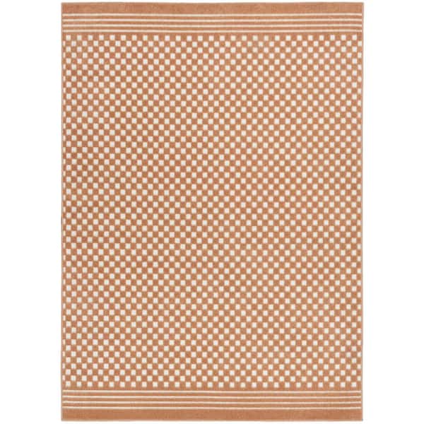 Nourison Casual Copper 4 ft. x 6 ft. Checker Contemporary Area Rug