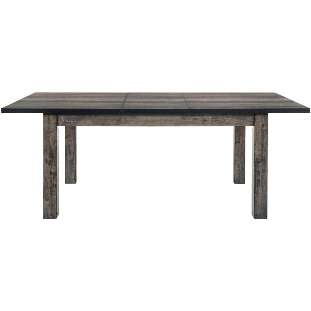 Rustic Gray Oak 8-Piece Dining Set with High-Back Chairs and Bench