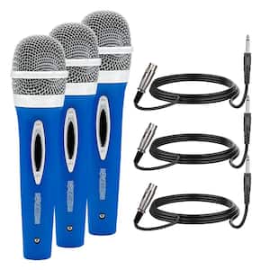 3PCS Blue Unidirectional Vocal Dynamic Handheld Microphone with 12 ft. Detachable XLR Cable