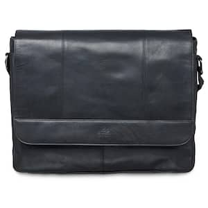 Buffalo Collection Black Leather Messenger Bag for 15 in. Laptop