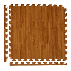 Wood Grain Reversible Dark Wood/Tan 24 in. x 24 in. x 0.5 in. Foam Interlocking Floor Tile (Case of 25)