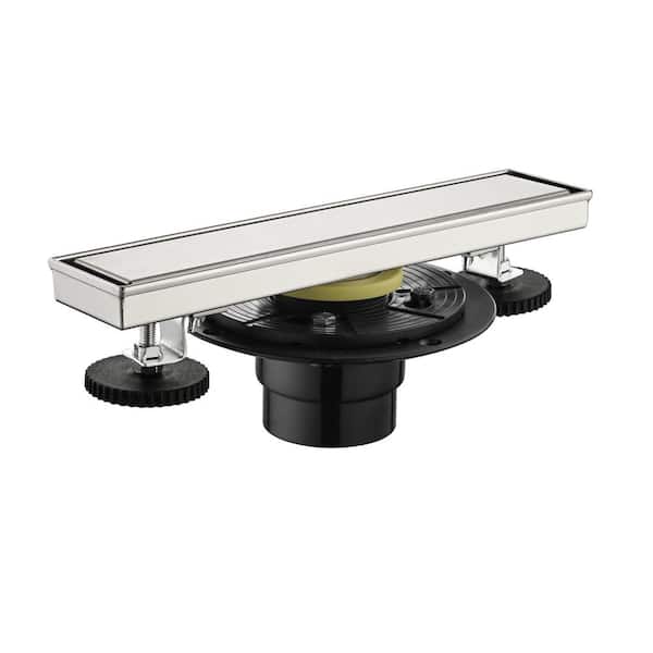 Tahanbath Square Shower Floor Drain with Flange, Pattern Grate Removable, Food-Grade SUS 304 Stainless Steel in Brushed Nickel