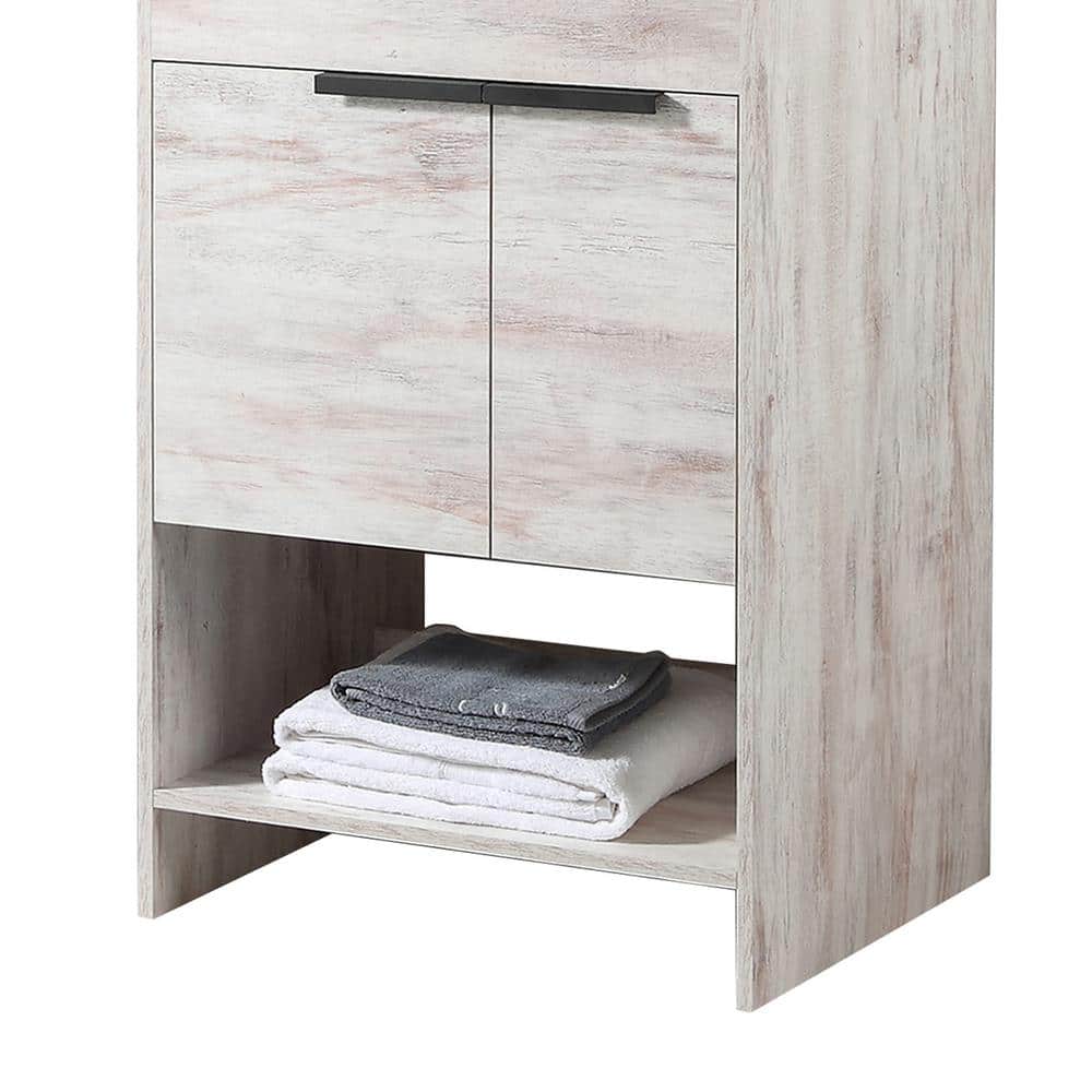 24" Walnut and White Vitreous China Single Bathroom Vanity