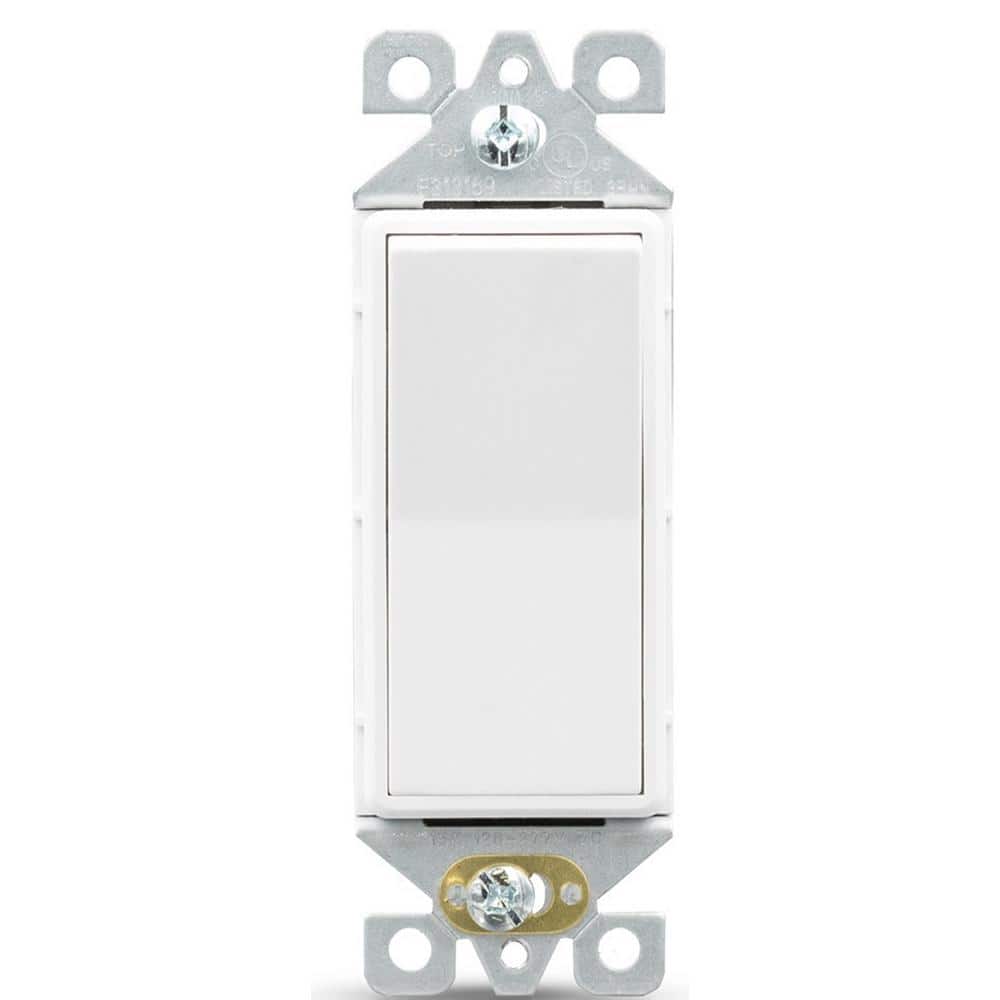 Decor 15 Amp Single Pole Rocker Light Switch, White (50-Pack)