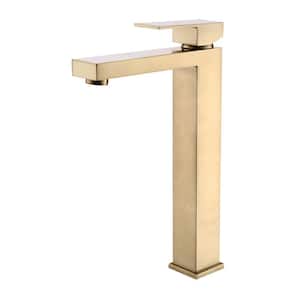 Single Hole Single Handle Bathroom Faucet in Brushed Gold