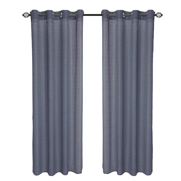 Lavish Home Blue Olivia Jacquard Grommet Curtain Panel, 95 in. Length