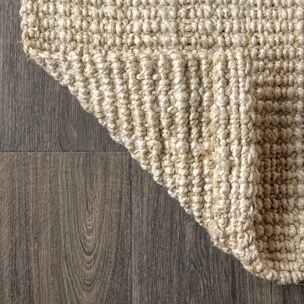 Ivory Braided Jute Handmade Reversible Rectangular Rug