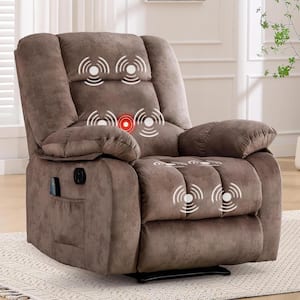 39.7 in. W Camel Microfiber Overstuffed Massage Recliner with Heat and Vibration