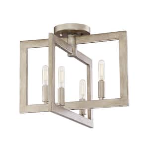 Portrait 14.5 in. 4-Light Gold Twilight Transitional Semi-Flush Mount with No Bulbs Included