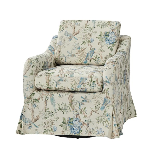 JAYDEN CREATION Albert Floral Slipcover Swivel Arm Chair with Removable Cushion