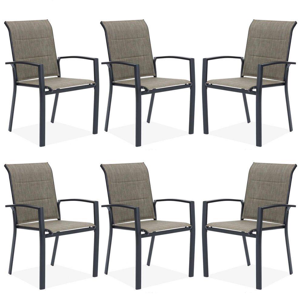Black Frame All-Weather Stackable Metal Outdoor Patio Chairs with Padded Foam for Lawn, Garden and Poolside (6-Pack) price history on PriceWatchPro