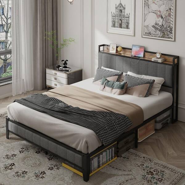 GZMR Queen Size Modern Metal Bed Frame GZ-ZHQU-DOLEX - The Home Depot