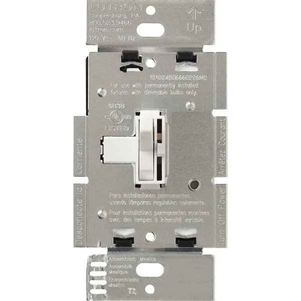 Lutron Toggler Dimmer Switch with Night Light, 1000-Watt, Single-Pole, White (AY-10PNL-WH)