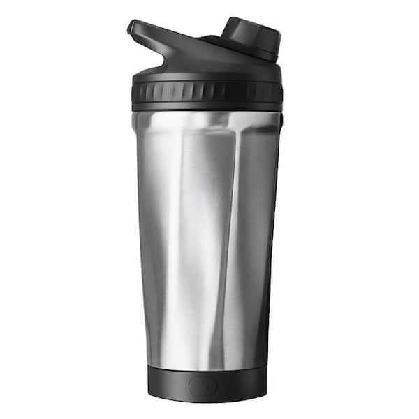 16 oz. Insulated Rechargeable Chrome Steel Silver Stainless Steel Electric Shaker Bottle