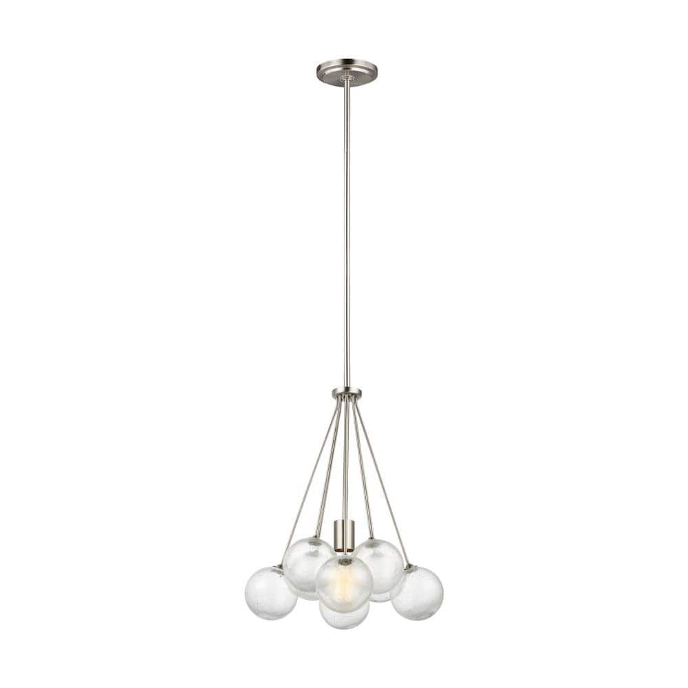 Generation Lighting Bronzeville 1-Light Brushed Nickel Pendant with Seeded  Glass Globes 6514301-962 - The Home Depot