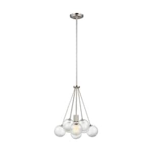 Bronzeville 1-Light Brushed Nickel Pendant with Seeded Glass Globes