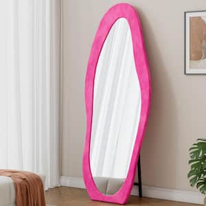 Pink 24 in. W x 63 in. H Full Length Mirror Irregular Wavy Mirror