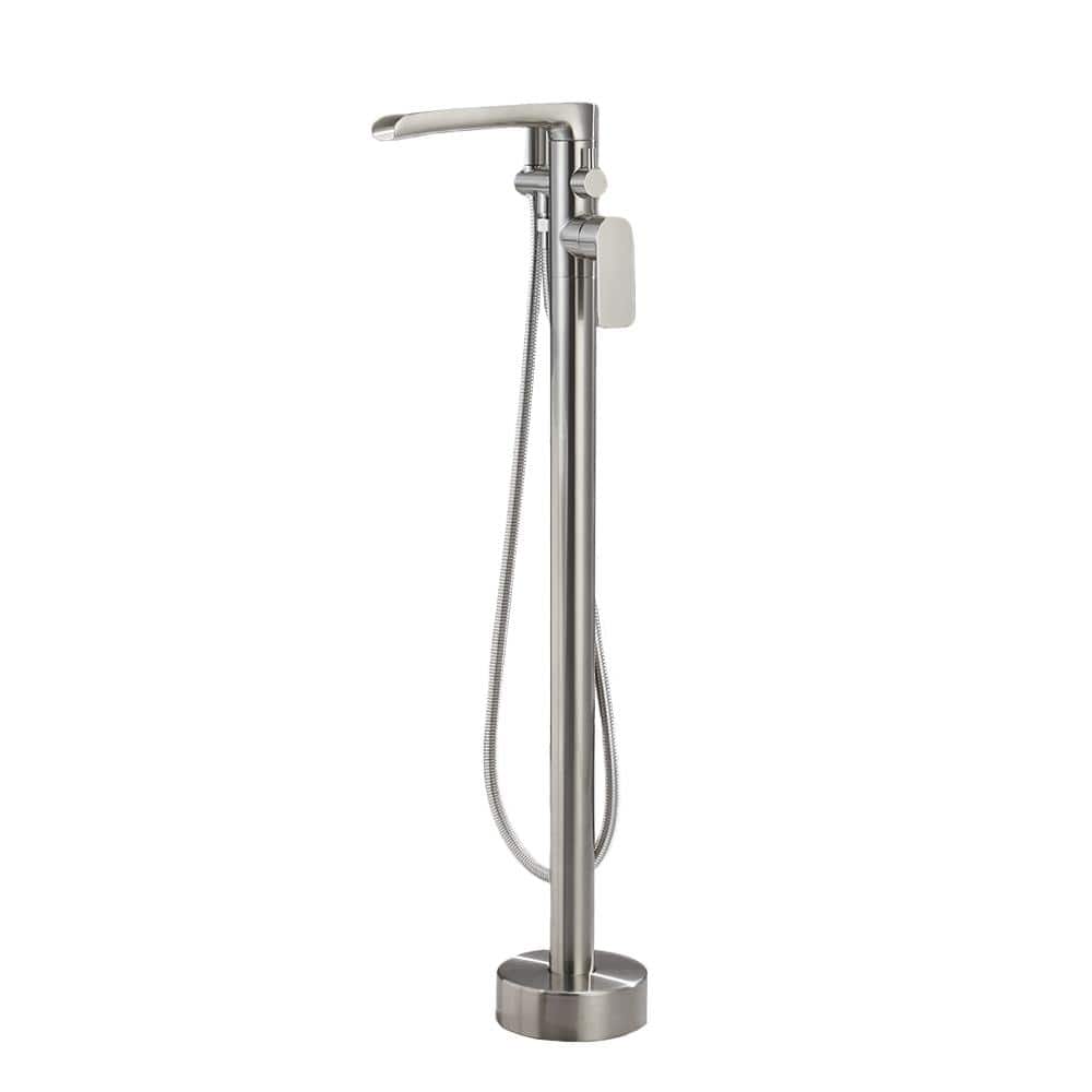 Luxury Freestanding Bathroom Cantilever Tub Faucets with Hand Shower Brass Shower Set in Brushed Nickel price history on PriceWatchPro