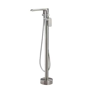 Luxury Freestanding Bathroom Cantilever Tub Faucets with Hand Shower Brass Shower Set in Brushed Nickel