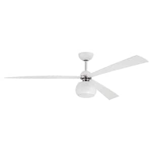 Otto 60 in. Indoor White/Nickel Ceiling Fan & Integrated LED Light Smart Wi-Fi Enabled Remote w/Voice Activation