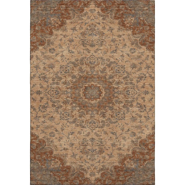 Mayfield Premium Machine Washable Abstract AMF2543 Copper 9 ft. x 12 ft. Area Rug