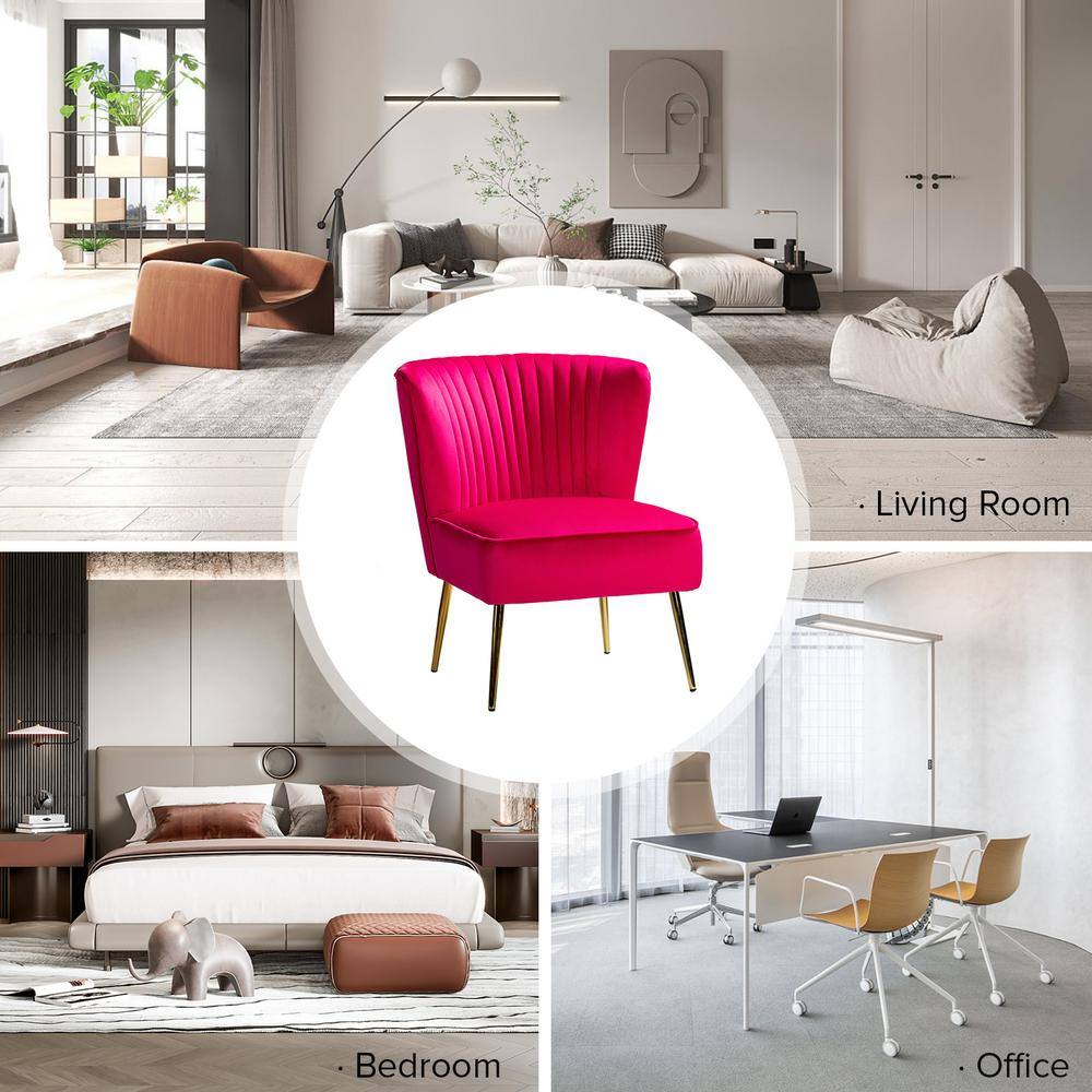 Fuchsia Velvet Accent Chair with Gold Legs