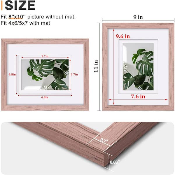 8 x 10 Matted Peach Pink Wood Hanging Picture Frame (Set of 4