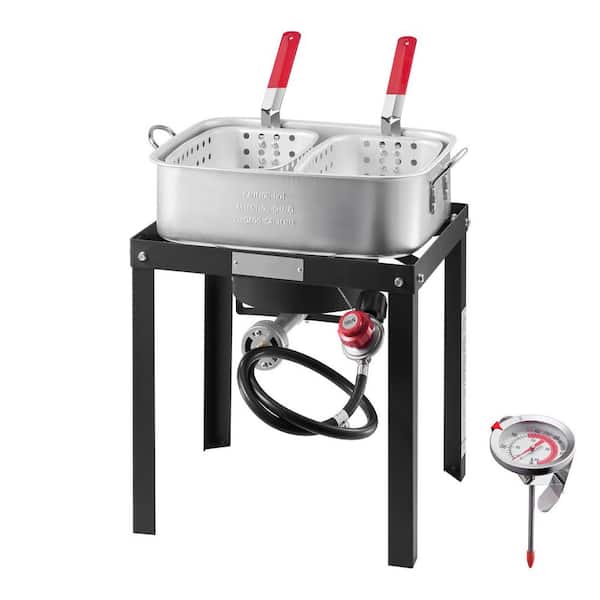18 Qt. Fish and Wing Fryer with Double Basket, Aluminum Propane Fish Fryer Kit, Outdoor Deep Fryer Seafood Pot