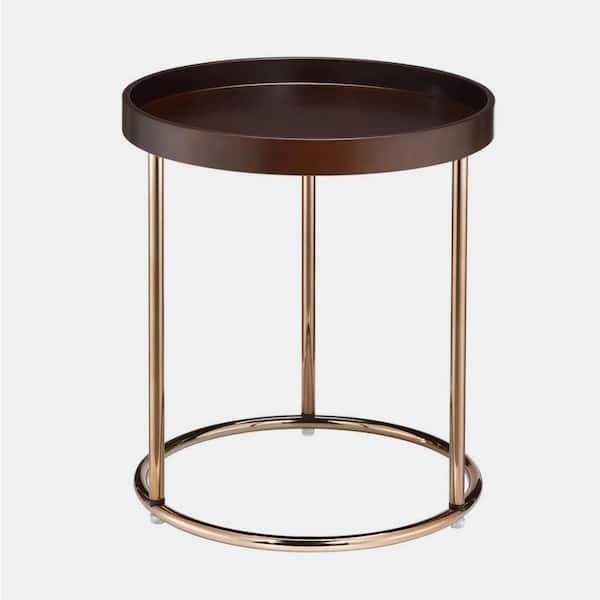 wetiny 17.72 in. Brown Round Wood End Table