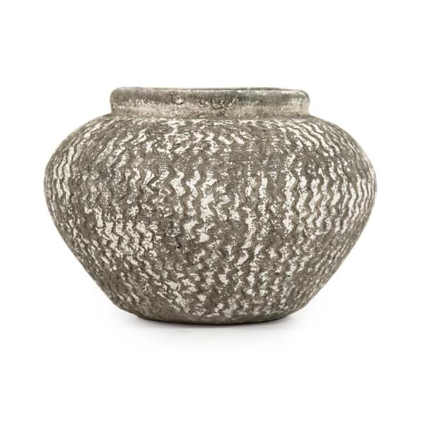 Zentique Cement Wavy Grey Small Decorative Vase