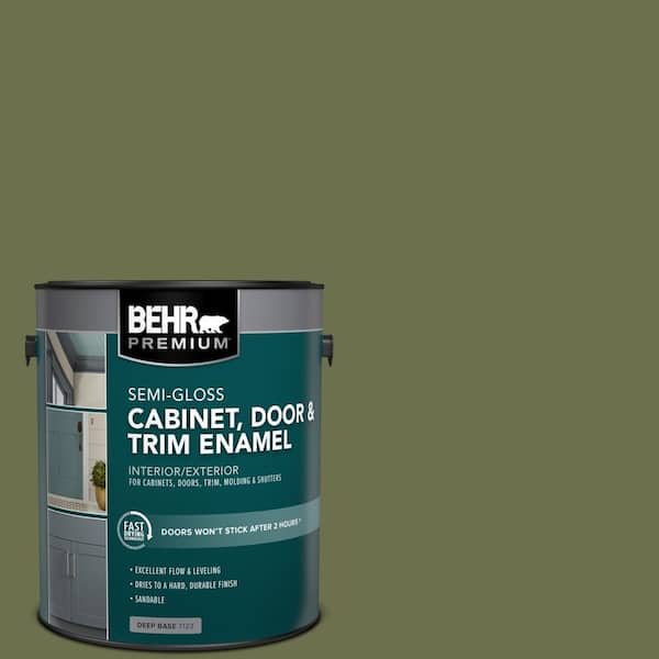 BEHR PREMIUM 1 gal. #AE-36 Shelter Green Semi-Gloss Enamel Interior/Exterior Cabinet, Door & Trim Paint