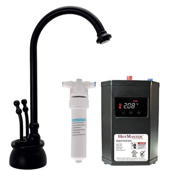 Docalorah 10 in. 2-Handle Hot and Cold Water Dispenser Faucet with Digital Tank and Filter, Matte Black
